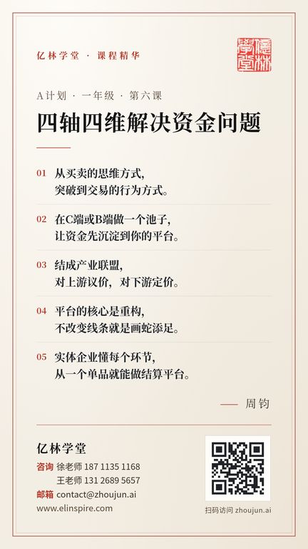 A计划 · 一年级 · 第六课 「用四轴四维思考法解决企业资金问题」 海报