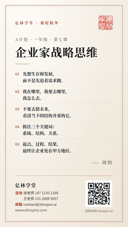 A计划 · 一年级 · 第七课 「企业家战略思维」 海报