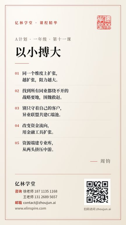 A计划 · 一年级 · 第十一课 「如何以小搏大来扩张企业的生存空间」 海报