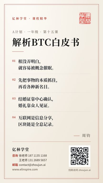 A计划 · 一年级 · 第十五课 「解析BTC白皮书」 海报